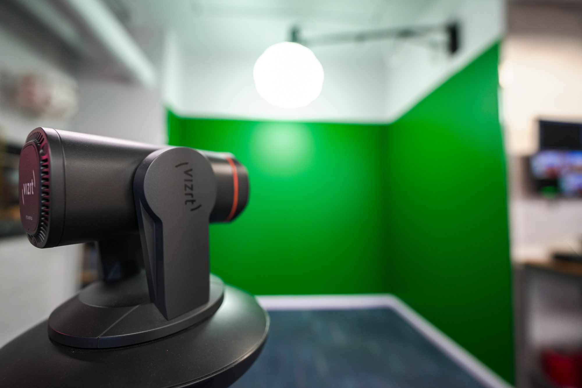 A PTZ camera close in front of the MCX green set